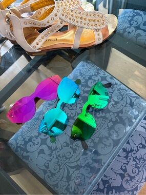 RetroSuperFuture Mirrored Rimless Sunglass Lenses in Pink, Blue, Green